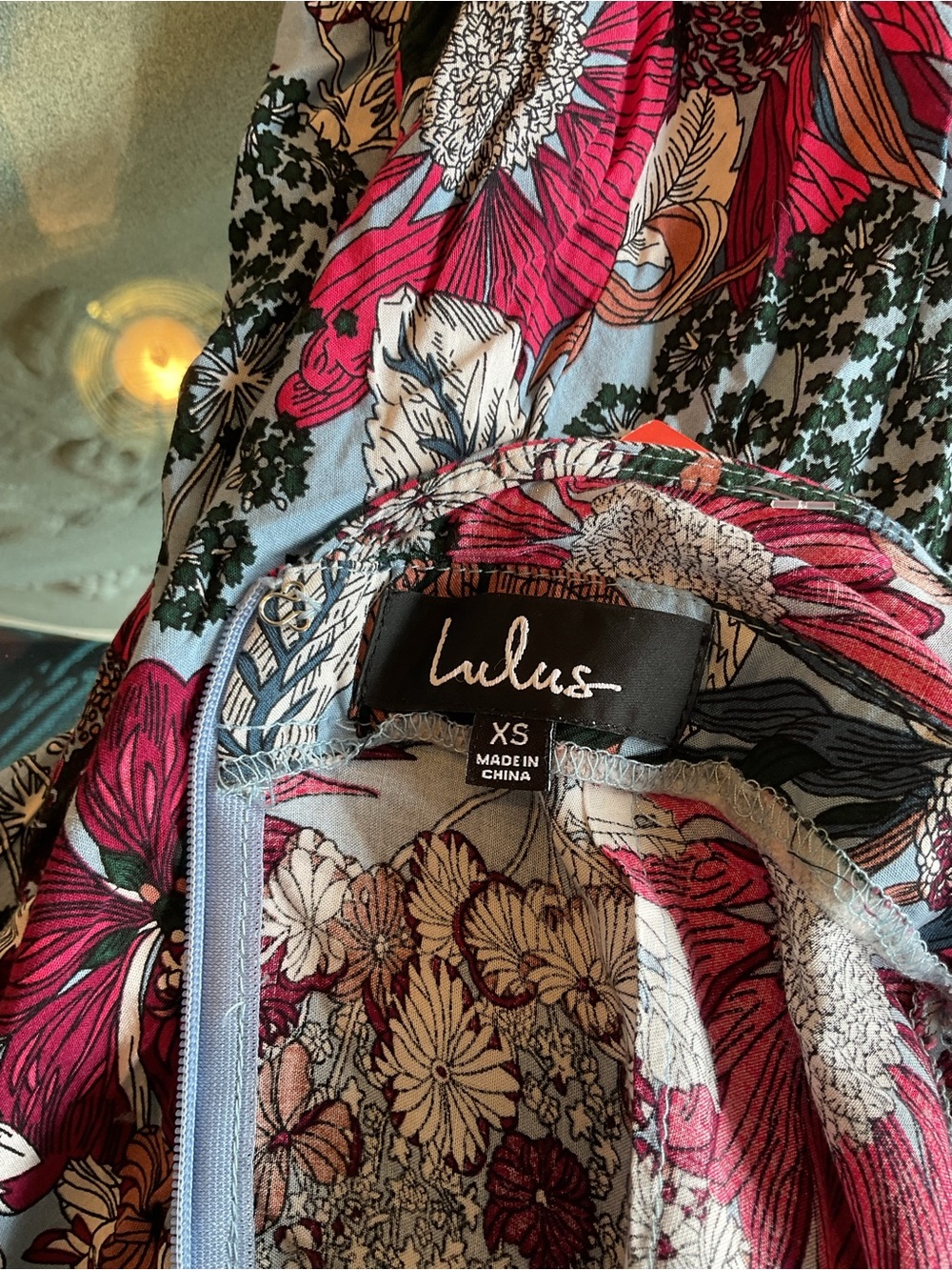 Lulu's Blue Maxi Dress with Red Floral Print - Picture 9 of 9